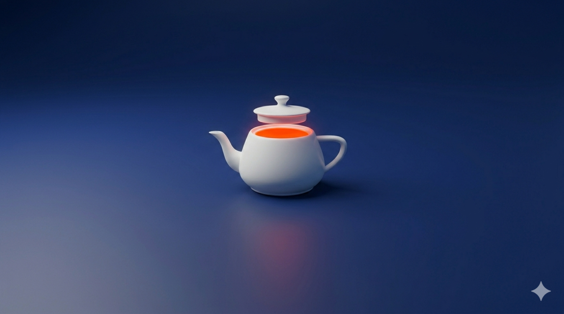 Teapot Edition #1 - Utah Teapot, Blue Back, Glowing Orange